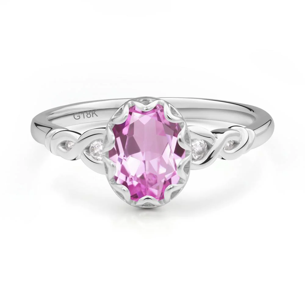 Vintage Pink Sapphire Oval Cut Engagement Ring - Image 5