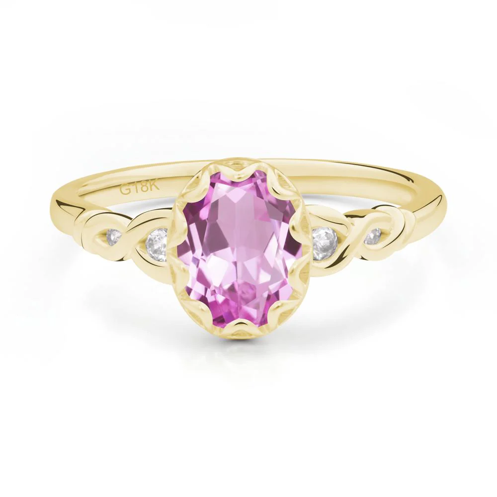 Vintage Pink Sapphire Oval Cut Engagement Ring - Image 6