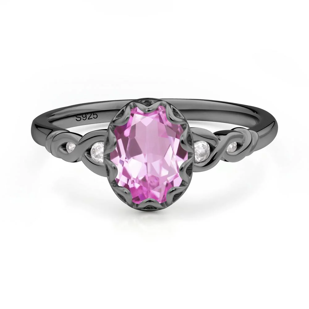 Vintage Pink Sapphire Oval Cut Engagement Ring - Image 7