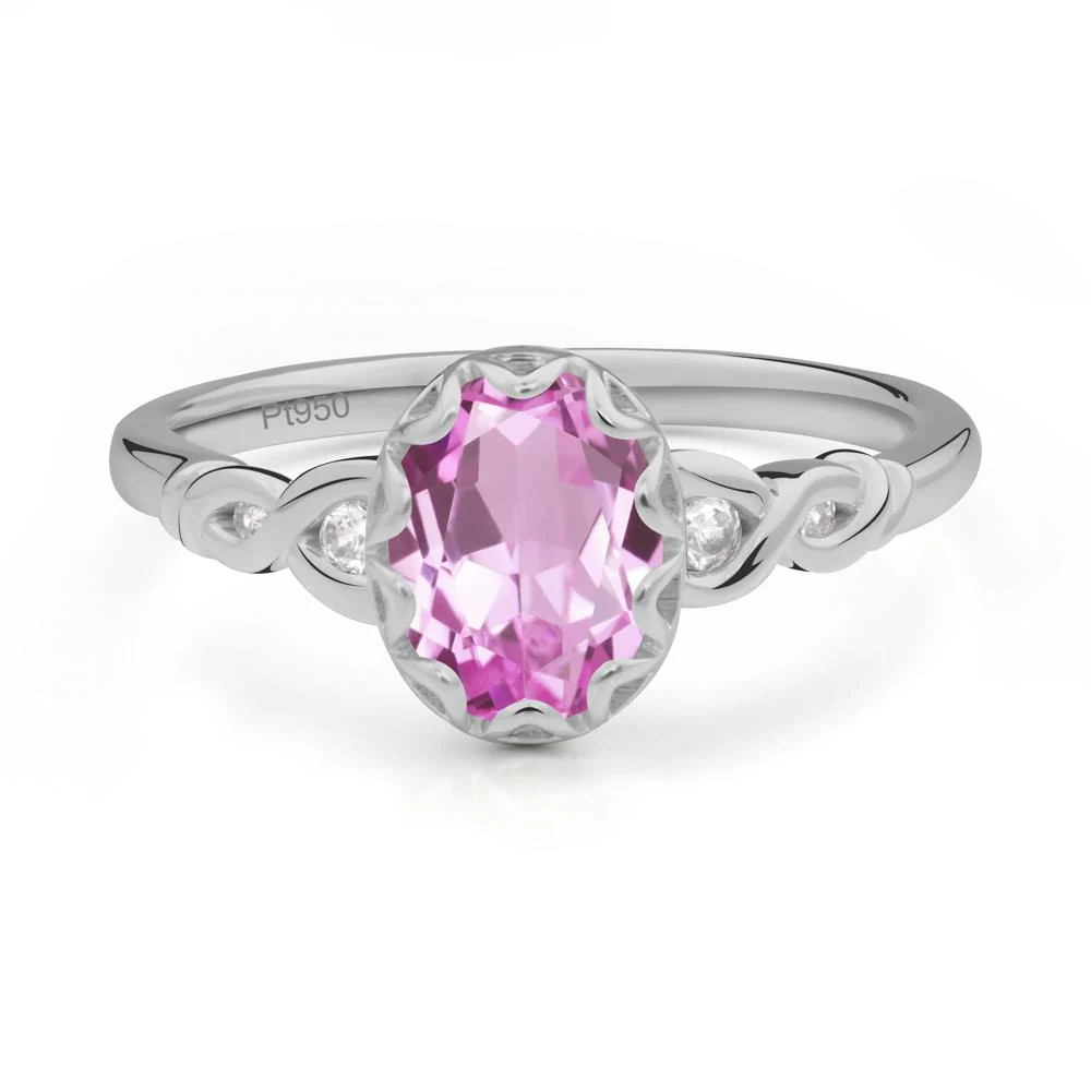 Vintage Pink Sapphire Oval Cut Engagement Ring - Image 8
