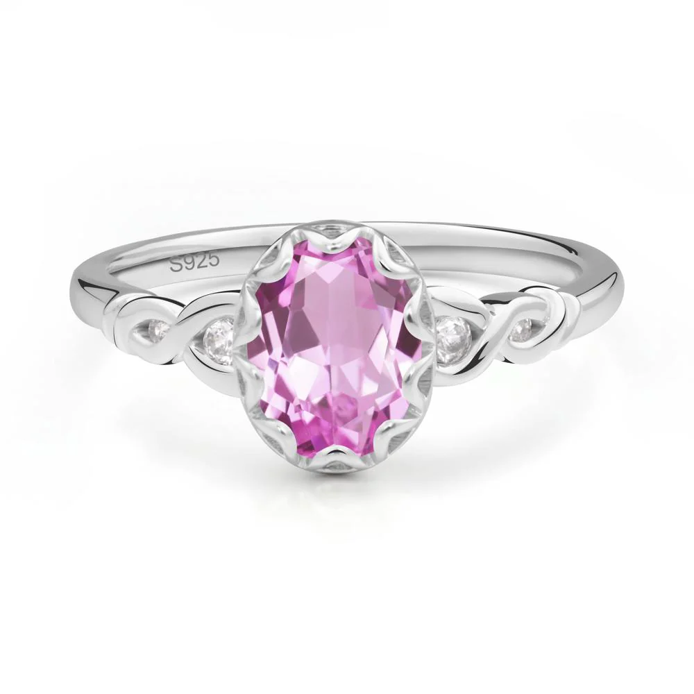 Vintage Pink Sapphire Oval Cut Engagement Ring - Image 9