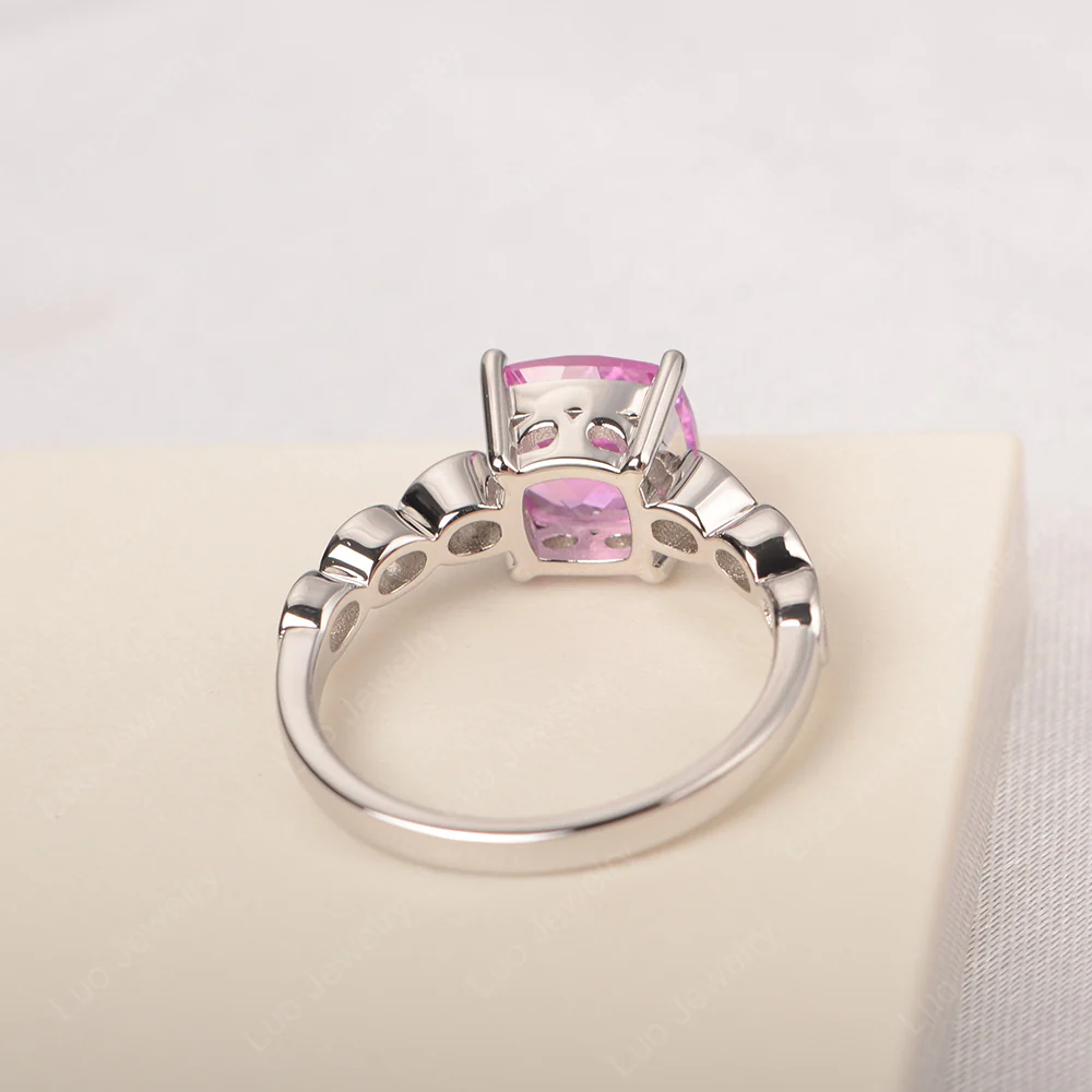Cushion Cut Pink Sapphire Infinity Ring - Image 3
