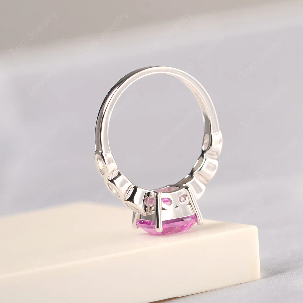 Cushion Cut Pink Sapphire Infinity Ring - Image 4