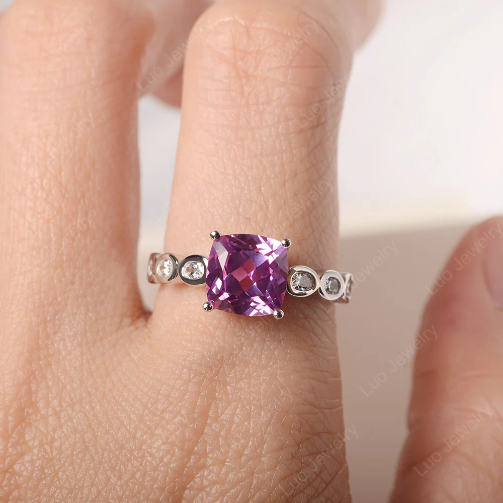 Cushion Cut Pink Sapphire Infinity Ring - Image 5