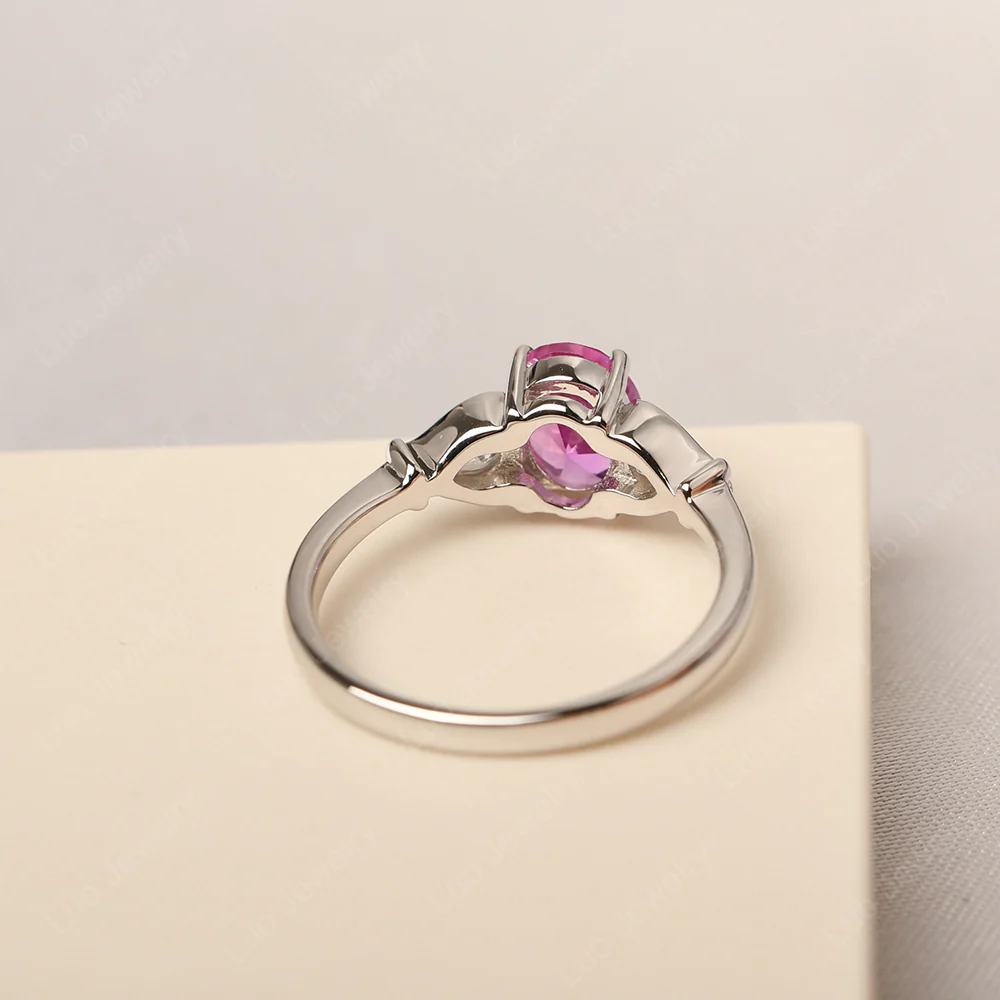 Pink Sapphire Ring with Pear Side Stones - Image 3
