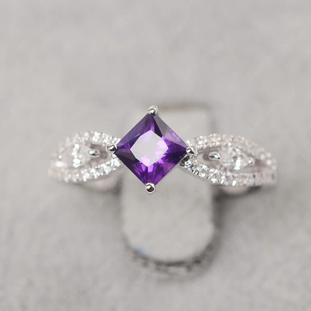 Vintage Princess Cut Amethyst Ring