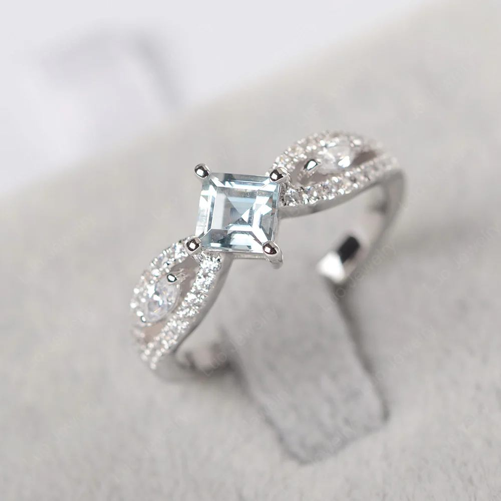Vintage Square Cut Aquamarine Ring