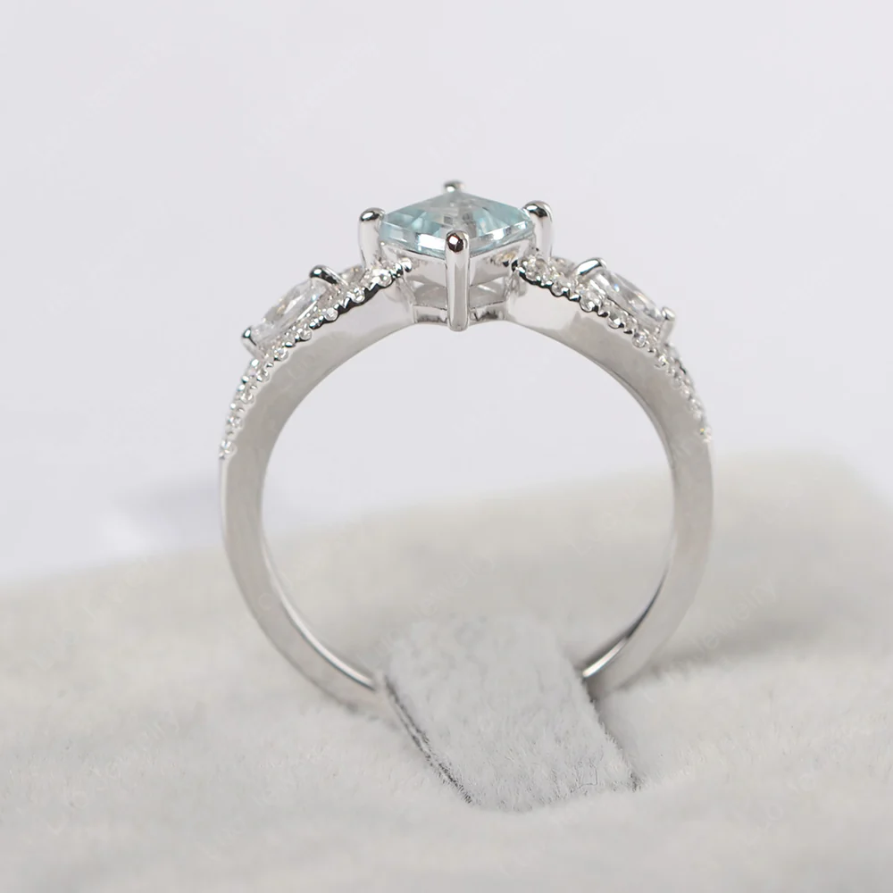 Vintage Square Cut Aquamarine Ring - Image 2