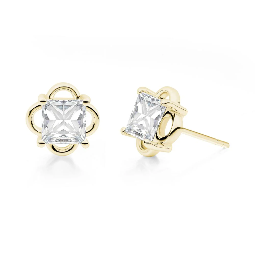 Vintage Princess Cut Moissanite Stud Earrings - Image 7