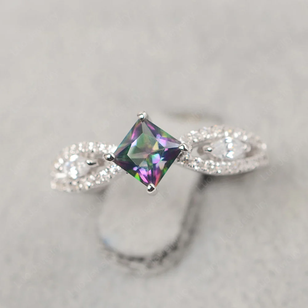Vintage Princess Cut Mystic Topaz Ring