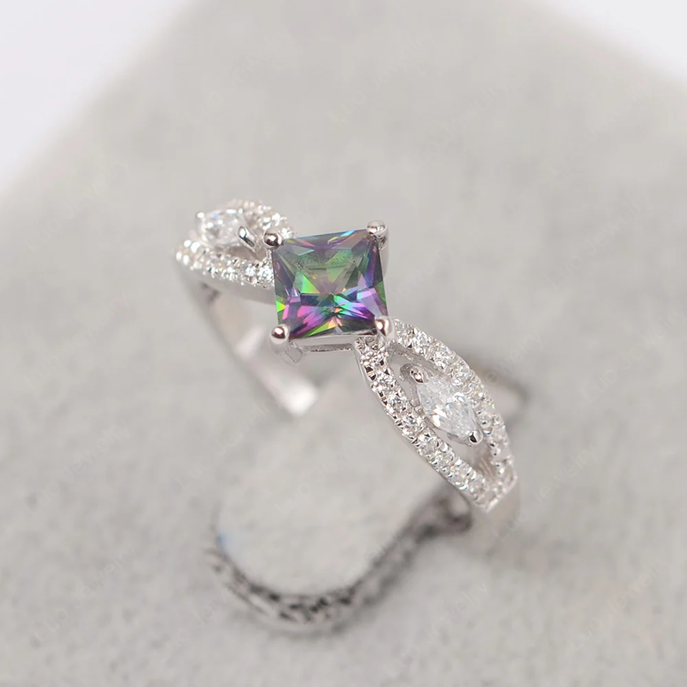 Vintage Princess Cut Mystic Topaz Ring - Image 2
