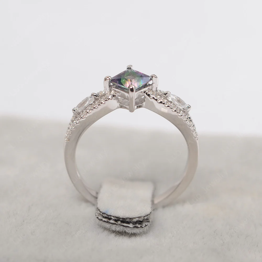 Vintage Princess Cut Mystic Topaz Ring - Image 3