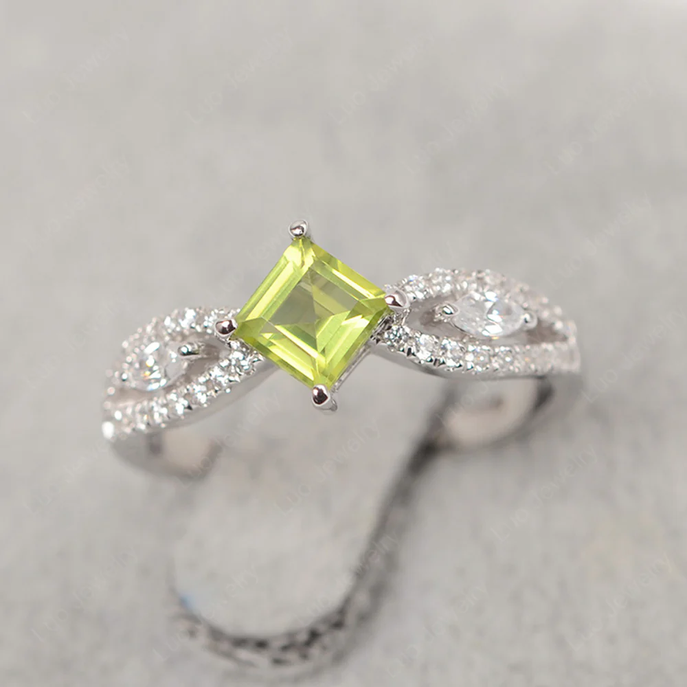 Vintage Square Cut Peridot Ring