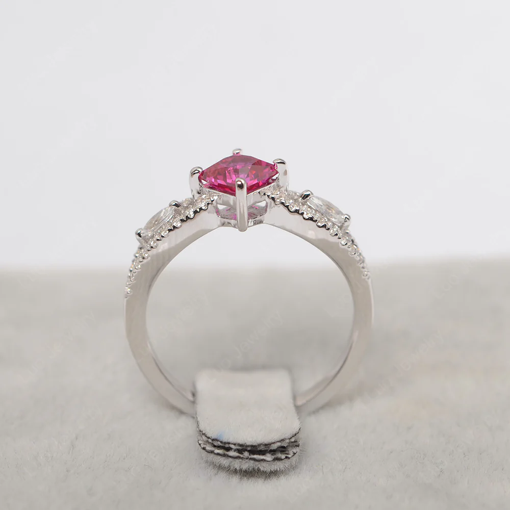 Vintage Princess Cut Ruby Ring - Image 3