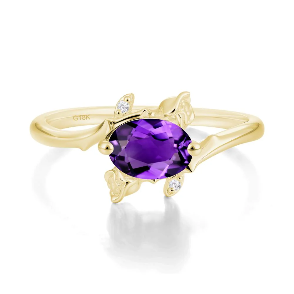 Vintage Rose Design Oval Cut Amethyst Ring - Image 6