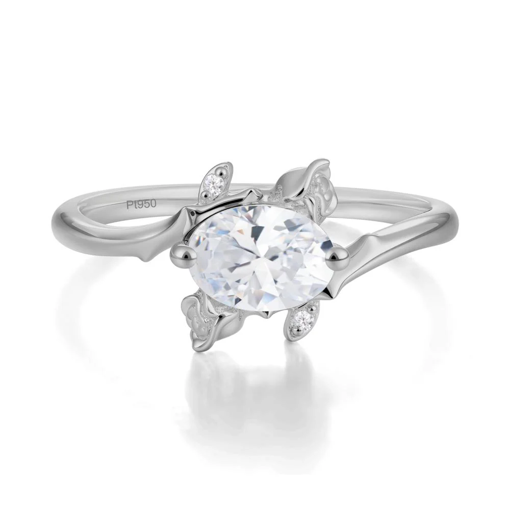 Vintage Rose Design Oval Cut Cubic Zirconia Ring - Image 4