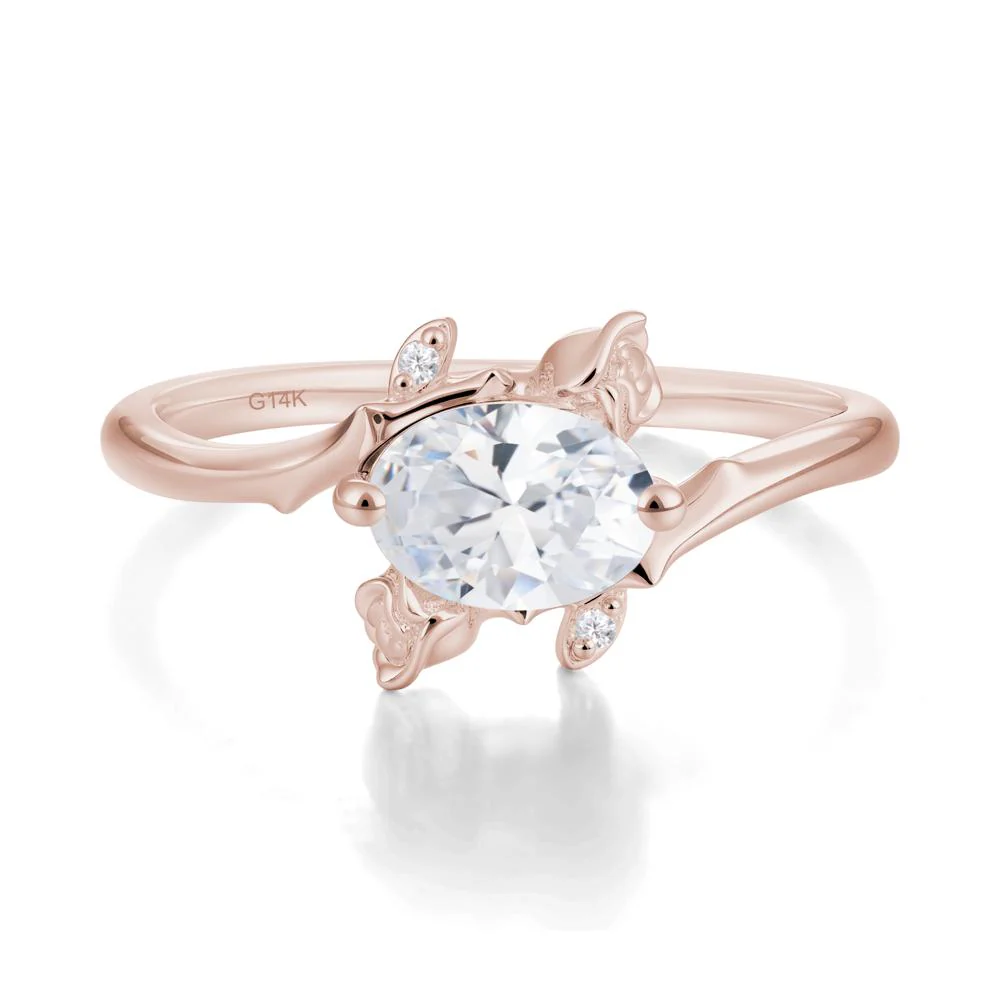 Vintage Rose Design Oval Cut Cubic Zirconia Ring - Image 7