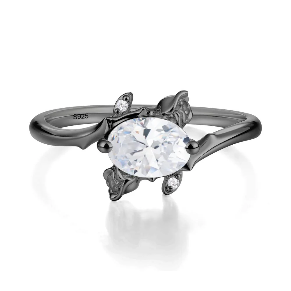 Vintage Rose Design Oval Cut Cubic Zirconia Ring - Image 9