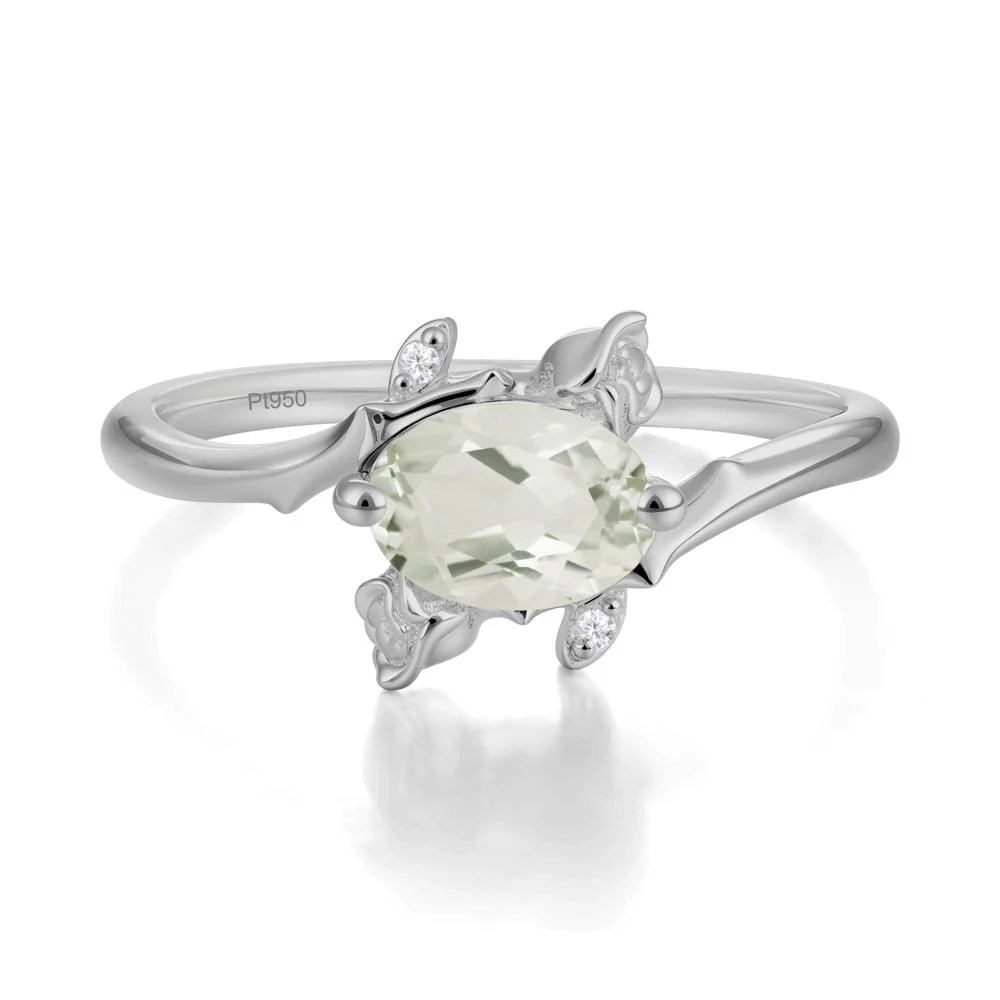 Vintage Rose Design Oval Cut Green Amethyst Ring - Image 9