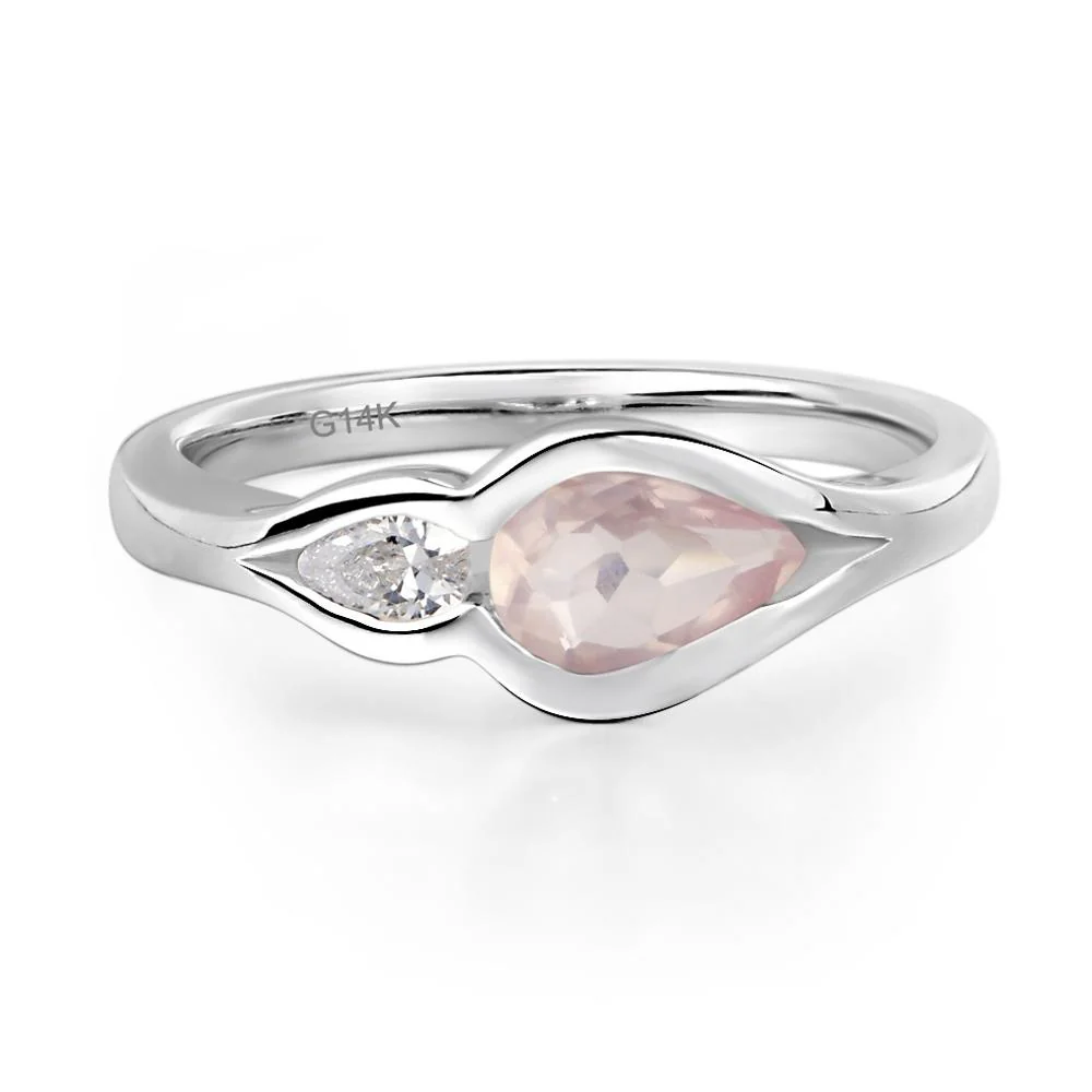 Rose Quartz Two Stone Wedding Ring - Image 3