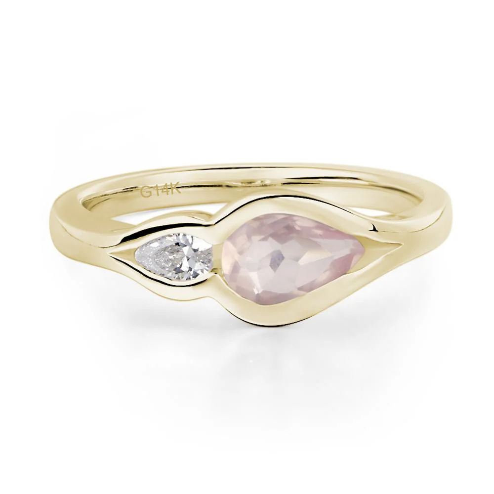 Rose Quartz Two Stone Wedding Ring - Image 4