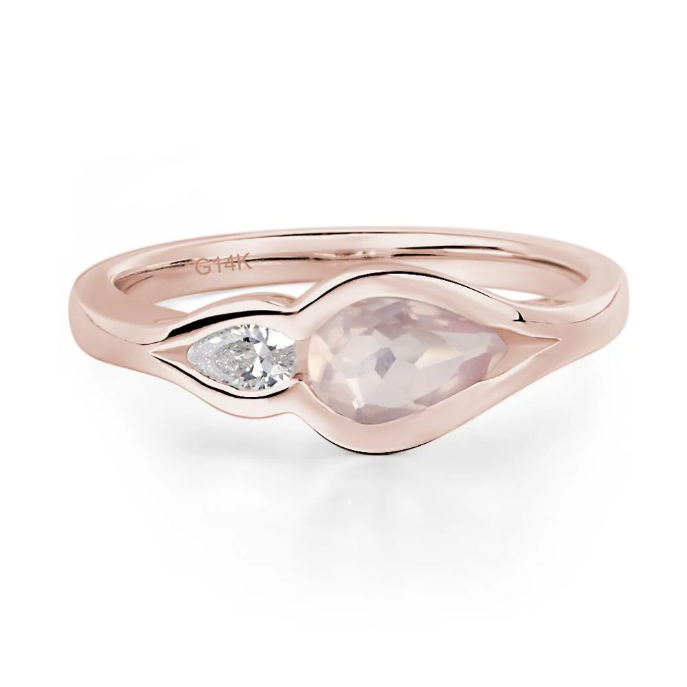 Rose Quartz Two Stone Wedding Ring - Image 5