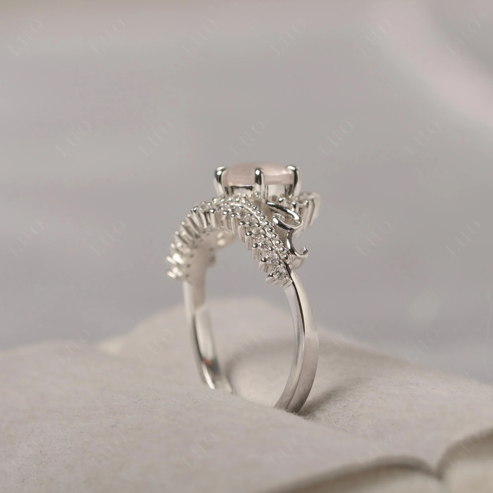 Rose Quartz Tiara Promise Ring - Image 13