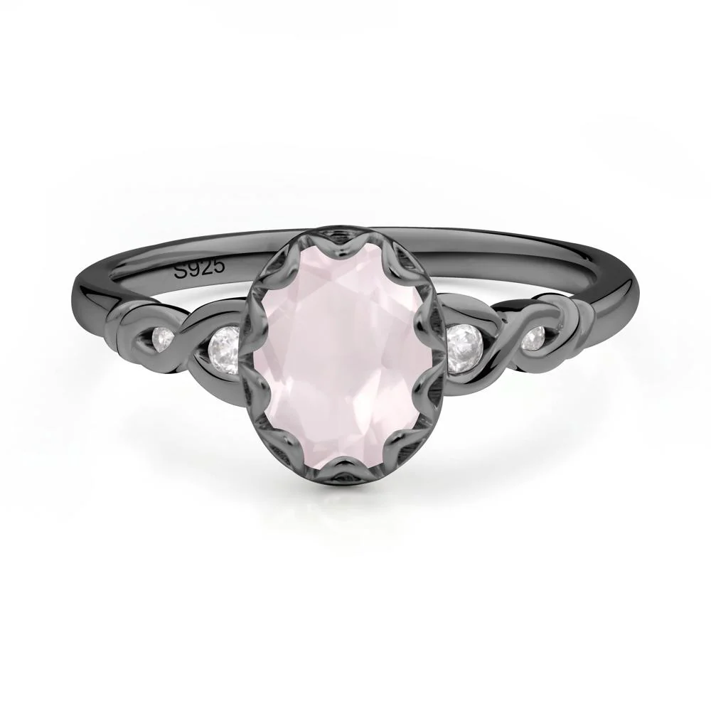 Vintage Rose Quartz Oval Cut Engagement Ring