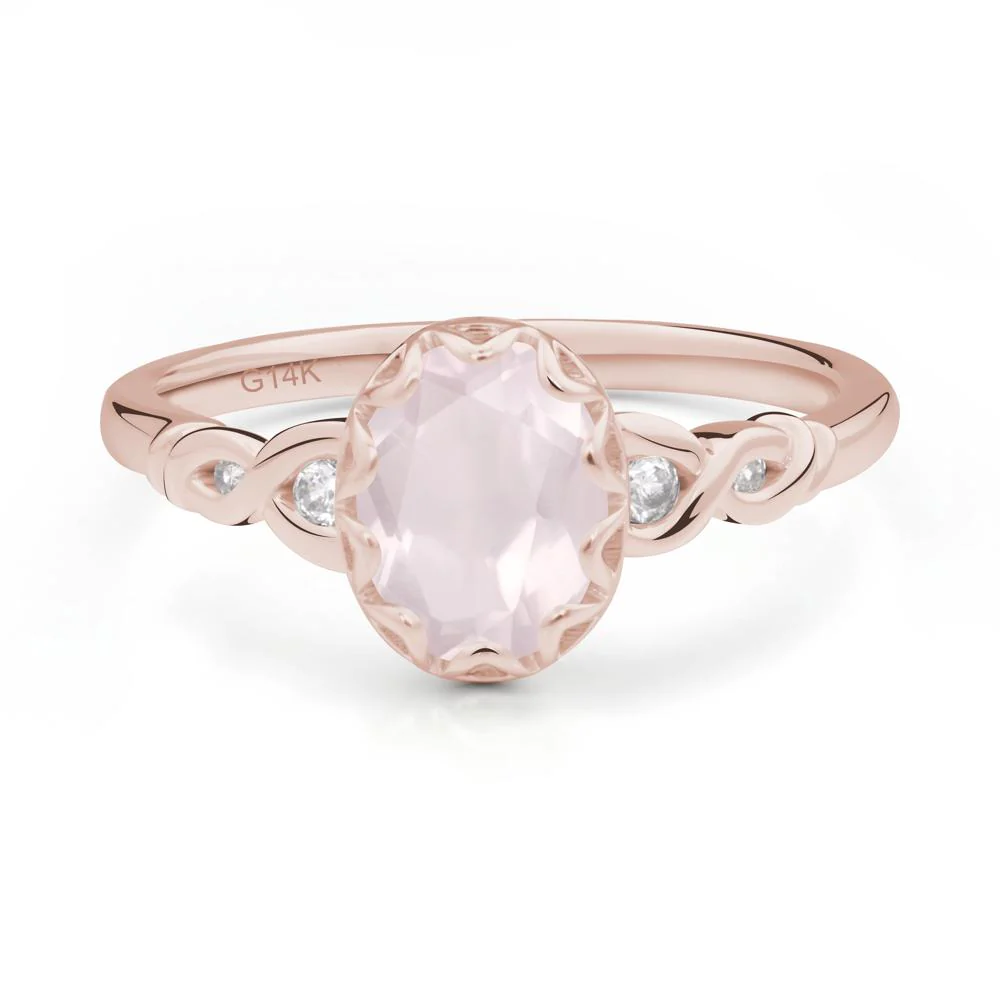 Vintage Rose Quartz Oval Cut Engagement Ring - Image 2