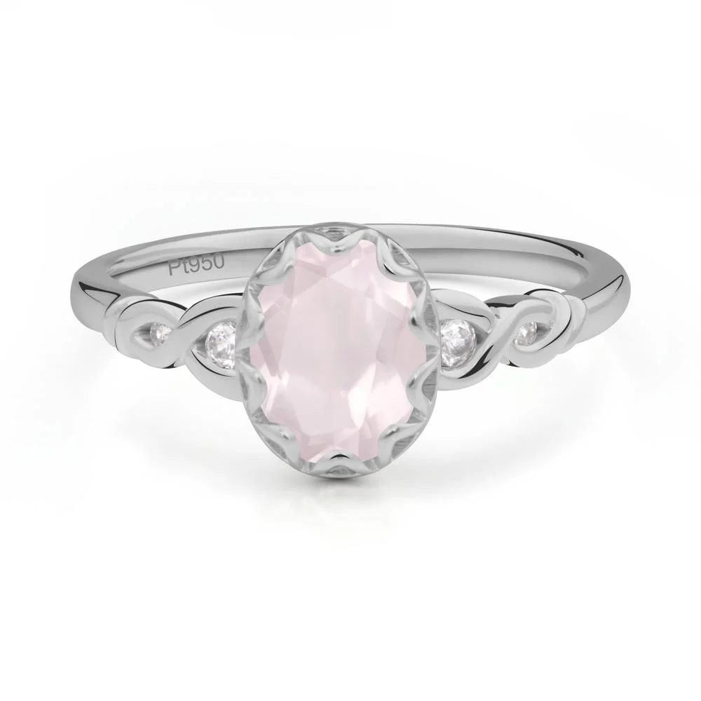 Vintage Rose Quartz Oval Cut Engagement Ring - Image 8