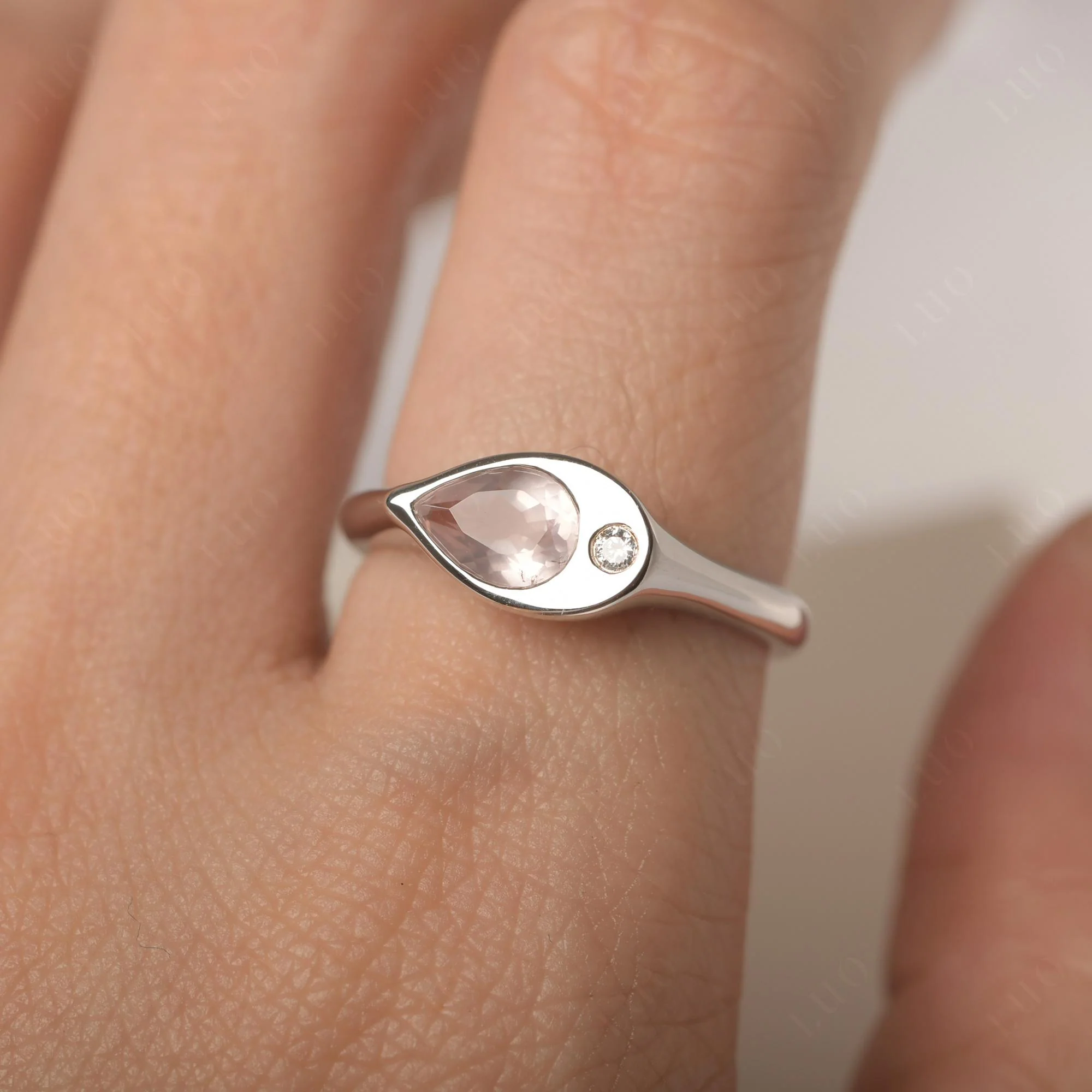 Rose Quartz Unique Engagement Ring - Image 14