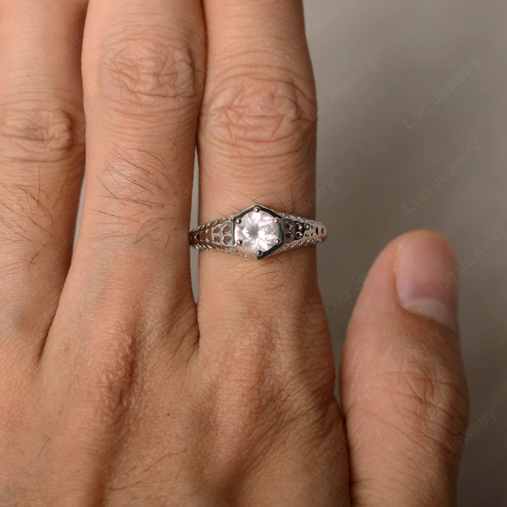 Rose Quartz Hollow Out Ring - Image 3