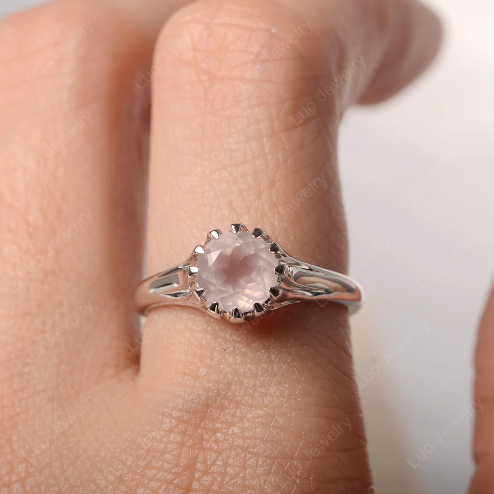 Rose Quartz Claw Prong Ring - Image 5