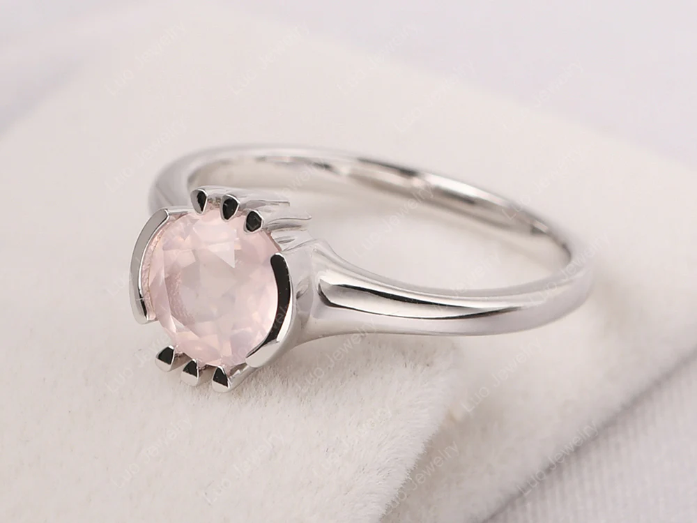Unique Rose Quartz Solitaire Ring - Image 2