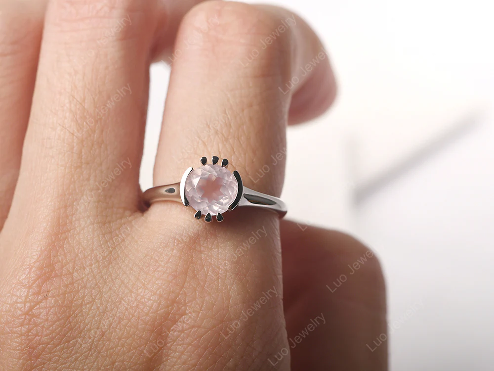 Unique Rose Quartz Solitaire Ring - Image 5