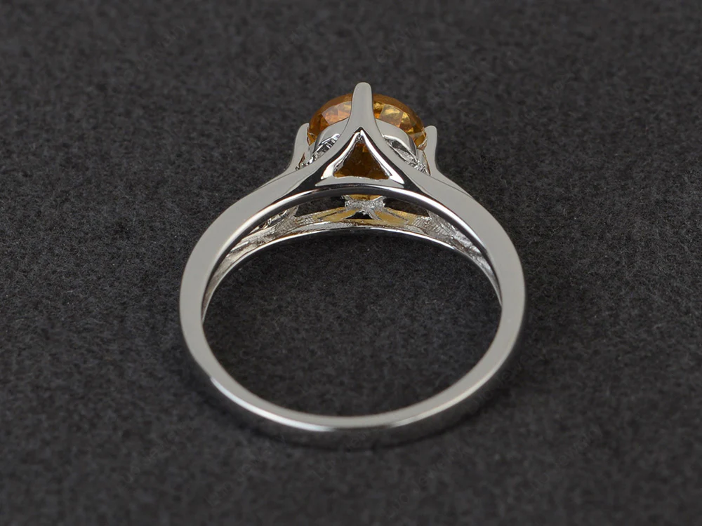 Vintage Round Cut Citrine Ring - Image 3