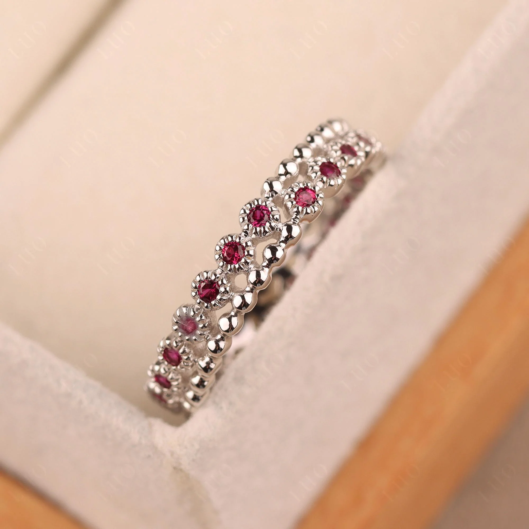 Vintage Inspired Ruby Eternity Ring - Image 11