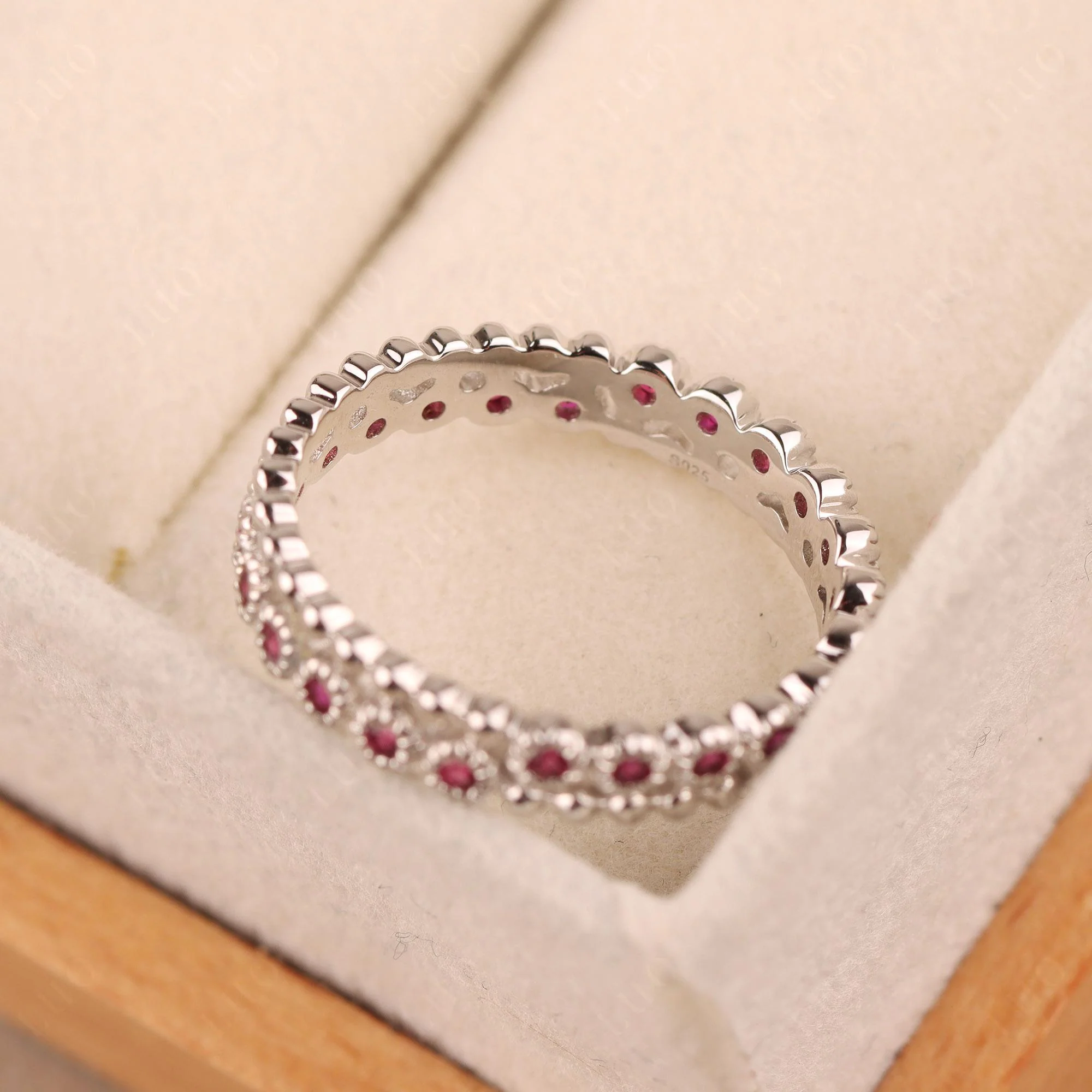 Vintage Inspired Ruby Eternity Ring - Image 12