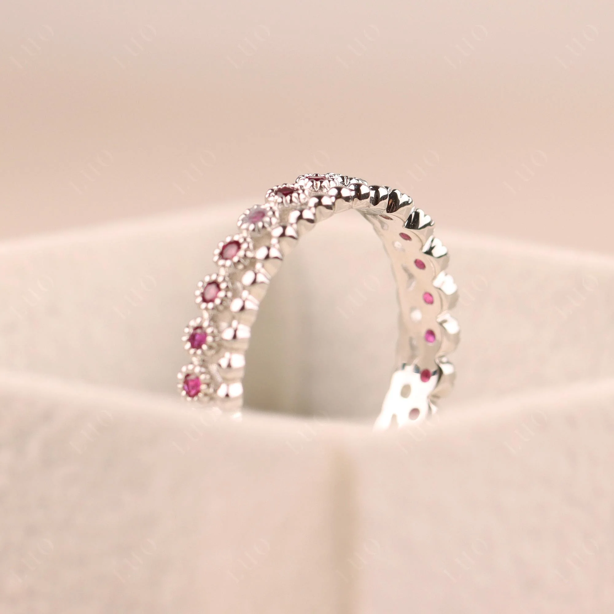 Vintage Inspired Ruby Eternity Ring - Image 13