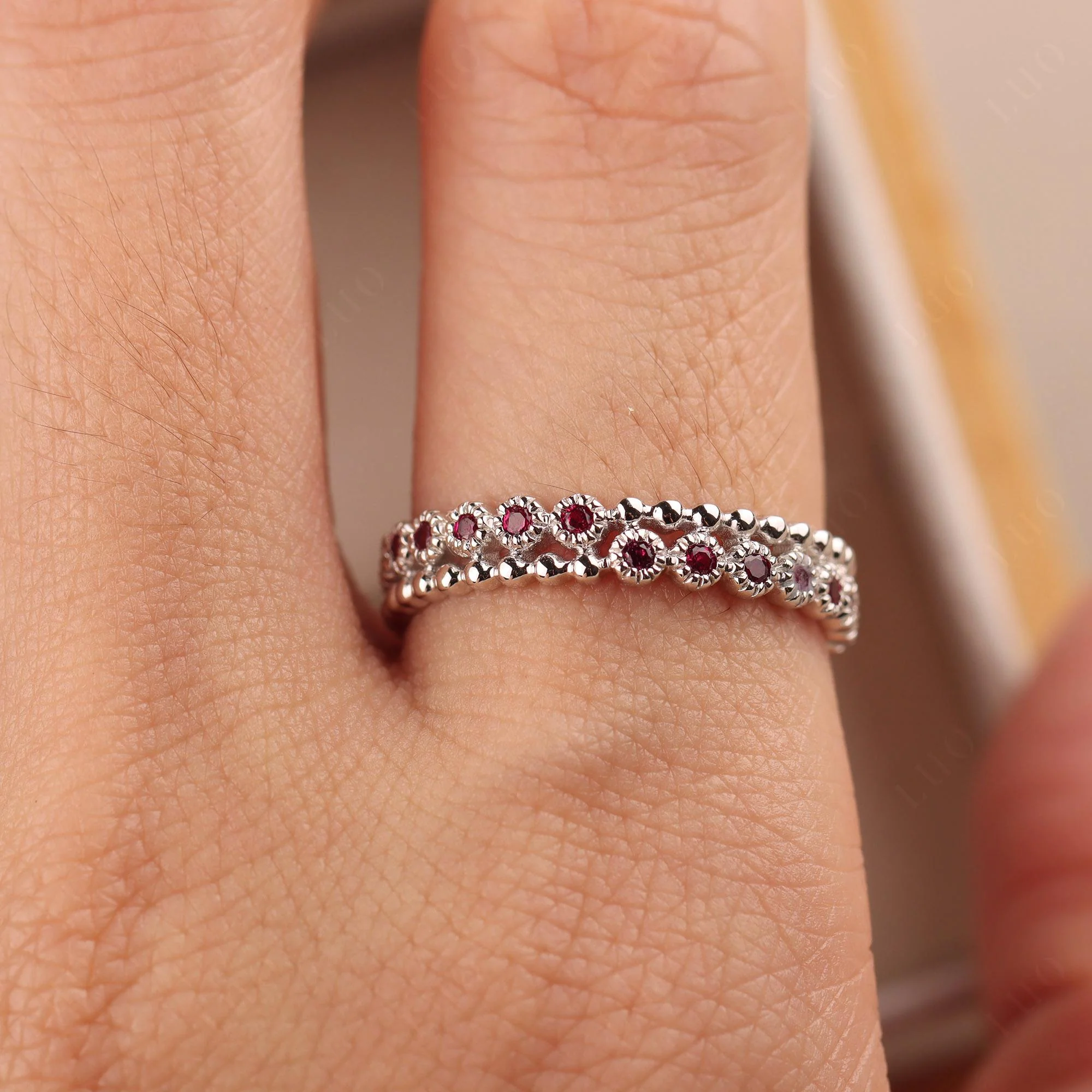 Vintage Inspired Ruby Eternity Ring - Image 14