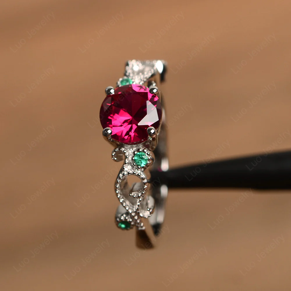 Vintage Ruby Ring Art Deco - Image 3