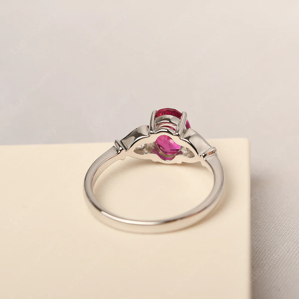 Ruby Engagement Ring with Pear Side Stones - Image 3