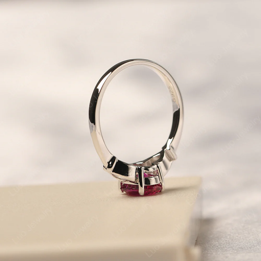 Ruby Engagement Ring with Pear Side Stones - Image 4