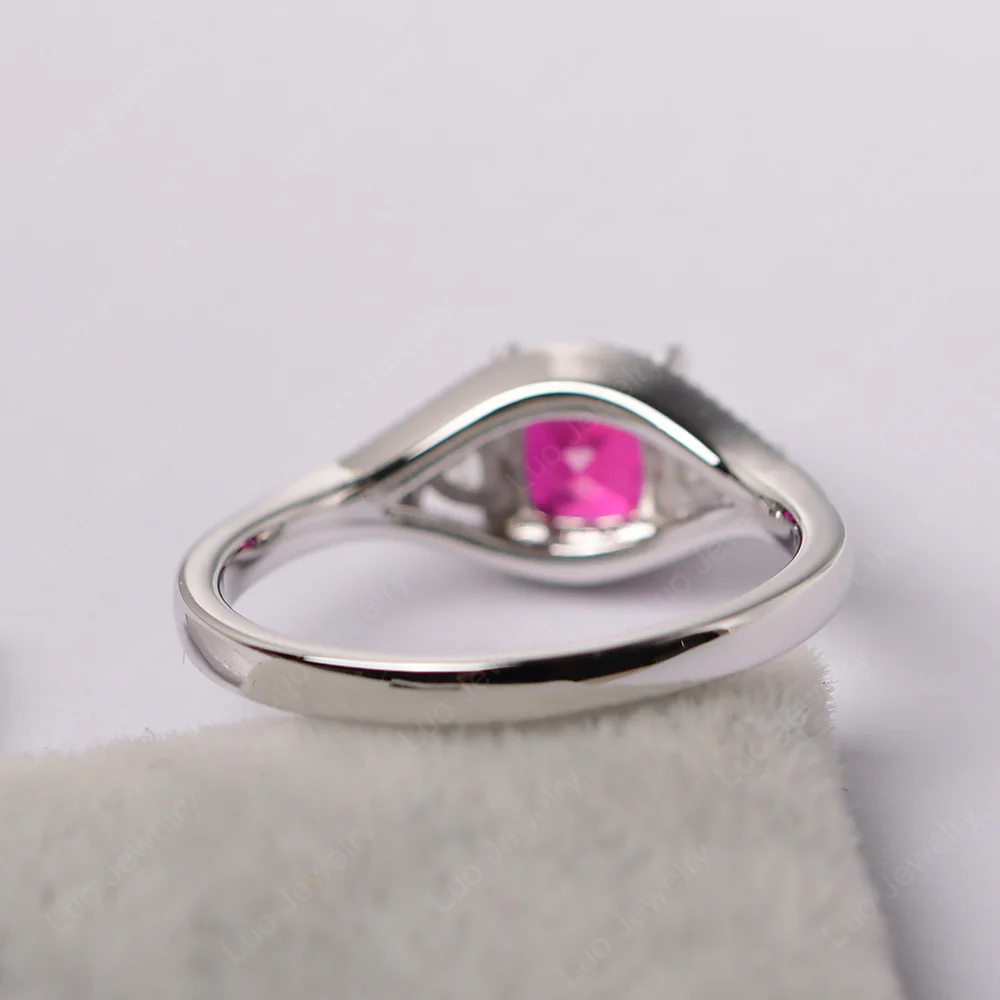Ruby Three Stone Cushion Cut Ring - Image 5