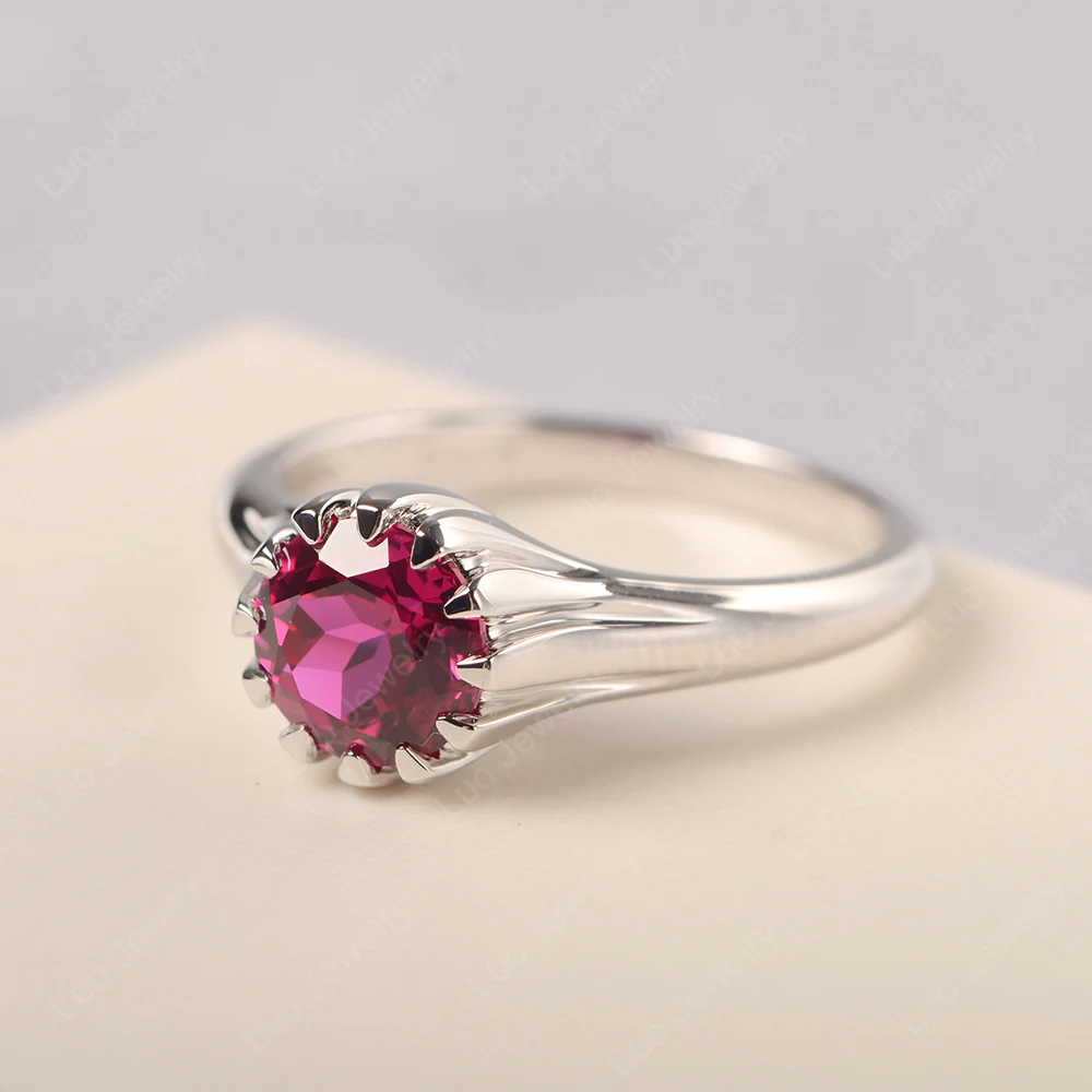Flame Inspired Ruby Solitaire Ring - Image 2