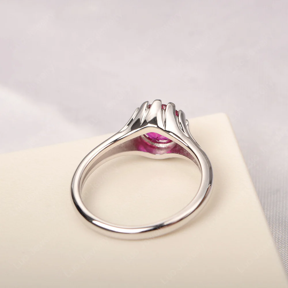 Flame Inspired Ruby Solitaire Ring - Image 3