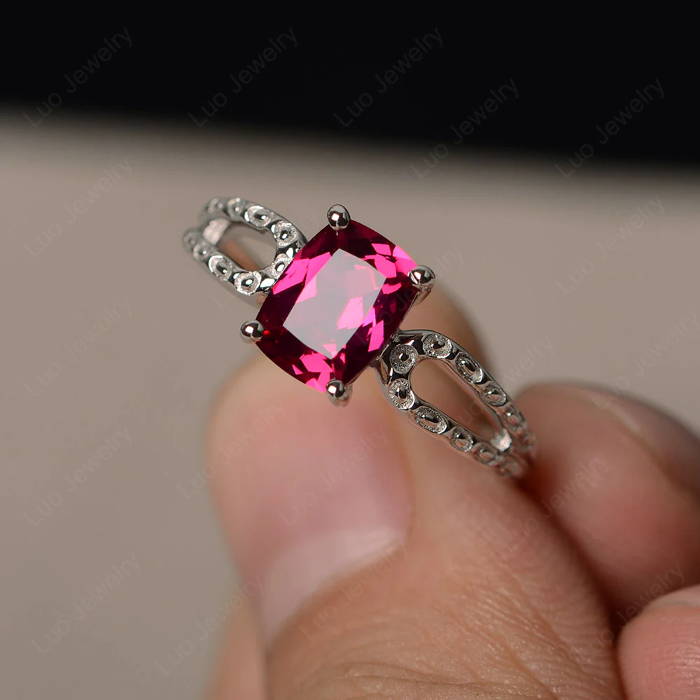Ruby Rectangle Cushion Ring