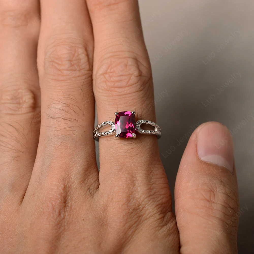 Ruby Rectangle Cushion Ring - Image 3