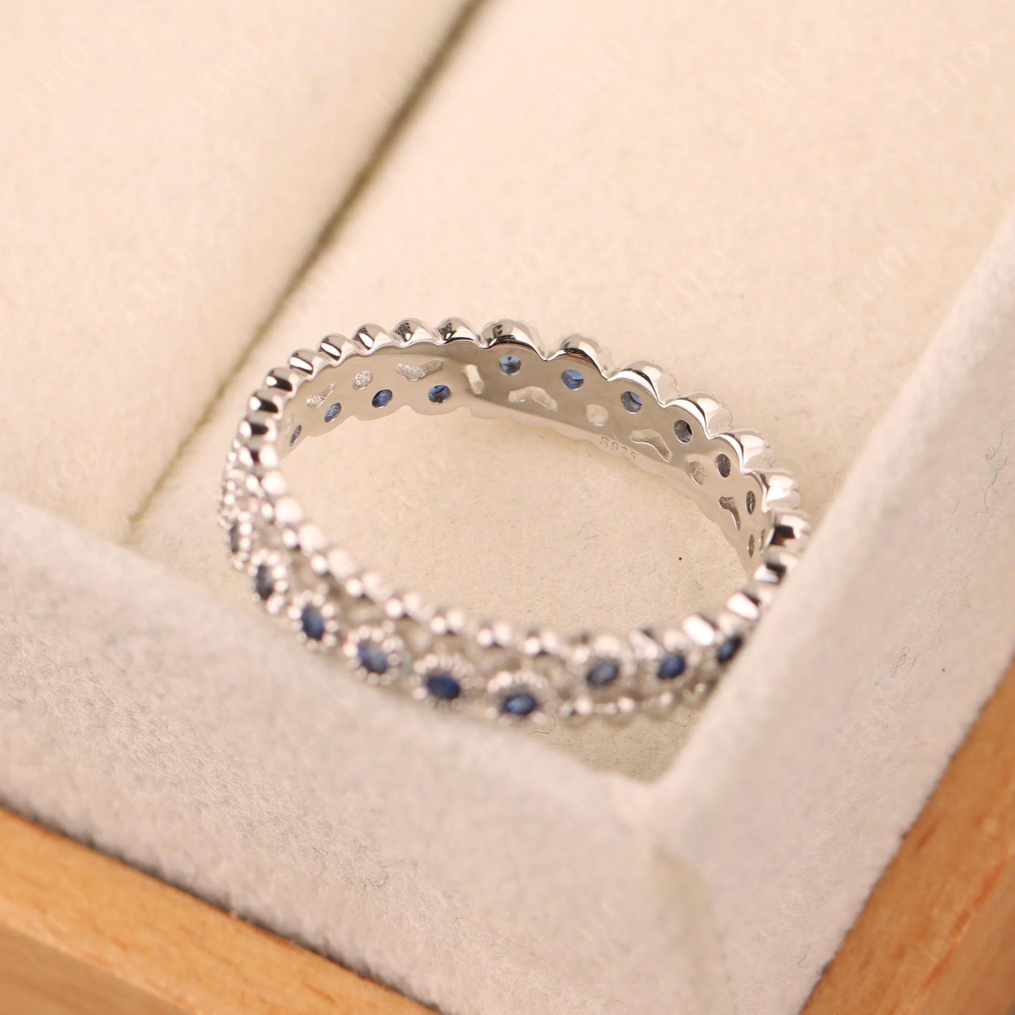 Sapphire Milgrain Eternity Band Ring - Image 12