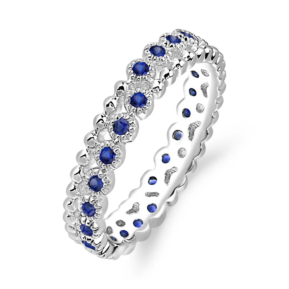 Sapphire Milgrain Eternity Band Ring - Image 3